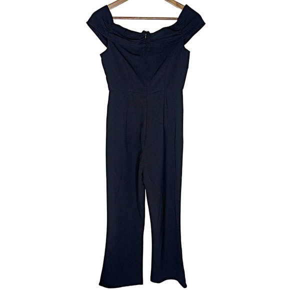 Foxiedox Thea Gathered Off-The-Shoulder Jumpsuit in Black - Picture 5 of 7